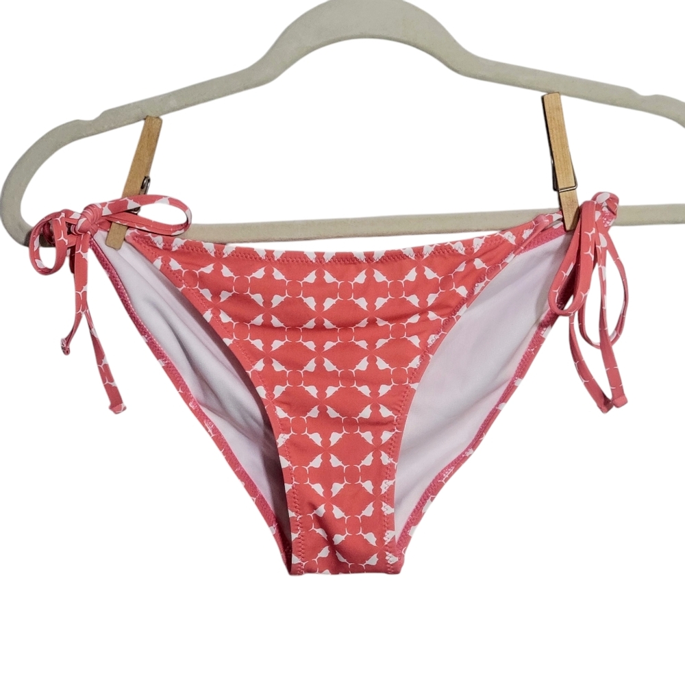 Scales Women's Bikini Bottom Solo Nautical Sailfish Coral Side Ties  Medium NWT